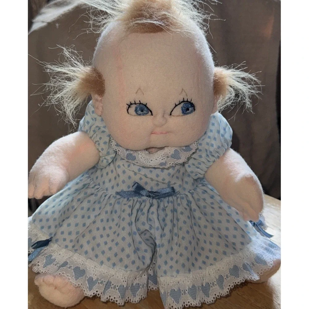Handmade Soft Sculpture Cupie Baby Doll Girl Dress Sweater Bonnet Bloomers  12